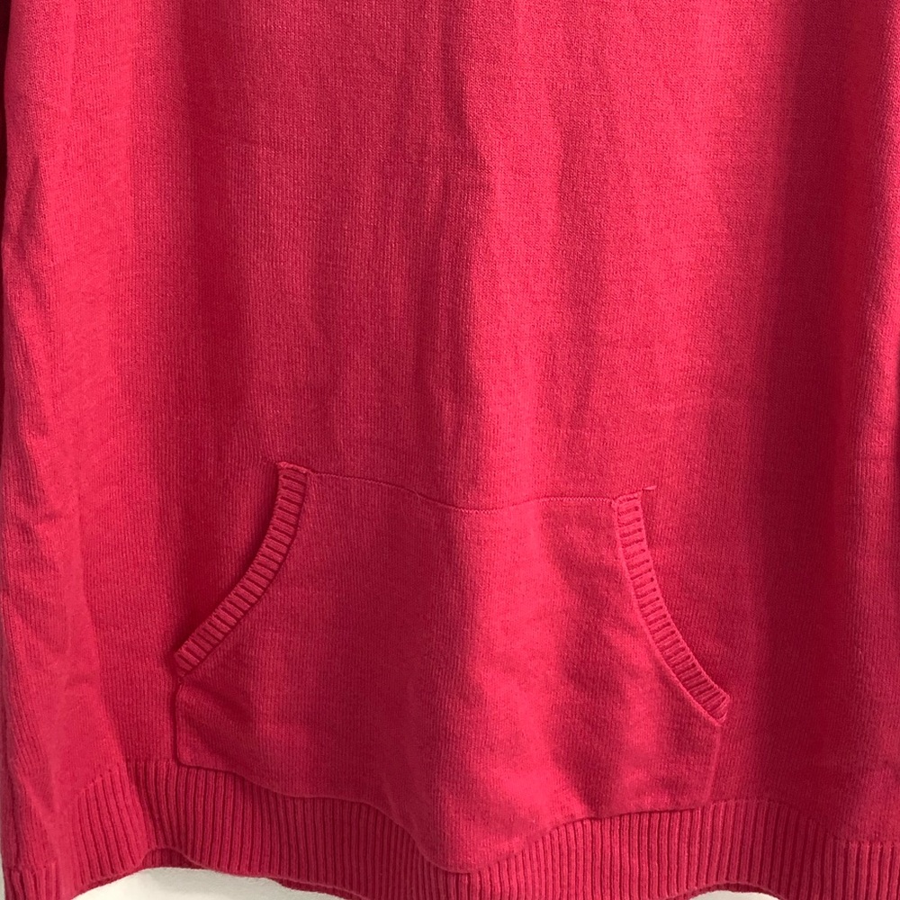 New York & Company Hot Pink Long Sleeve V-neck Pullover Sweater Hoodie Sz: Large - Picture 9 of 11